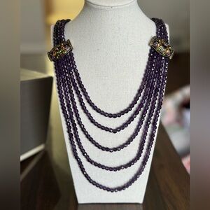 Heidi Daus Multi-Stone Purple Faceted Bead 5 Strand Necklace